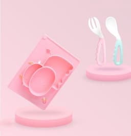 image-Baby Silicone Suction Cup Dishes Cartoon Learning Bowl Infant Feeding Bowls
