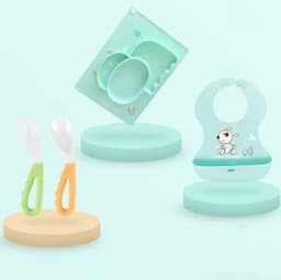 image-Baby Silicone Suction Cup Dishes Cartoon Learning Bowl Infant Feeding Bowls