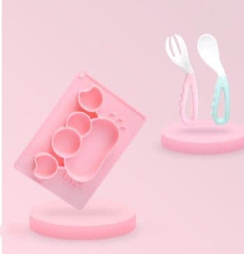 image-Baby Silicone Suction Cup Dishes Cartoon Learning Bowl Infant Feeding Bowls