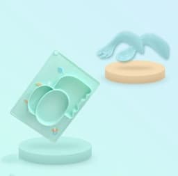 image-Baby Silicone Suction Cup Dishes Cartoon Learning Bowl Infant Feeding Bowls