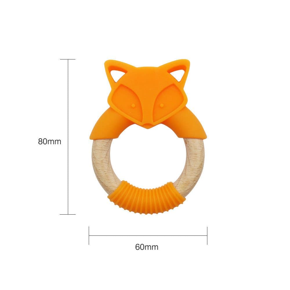 image-Baby Silicone Wood Ring Fox Baby Teether Molar Stick Toy