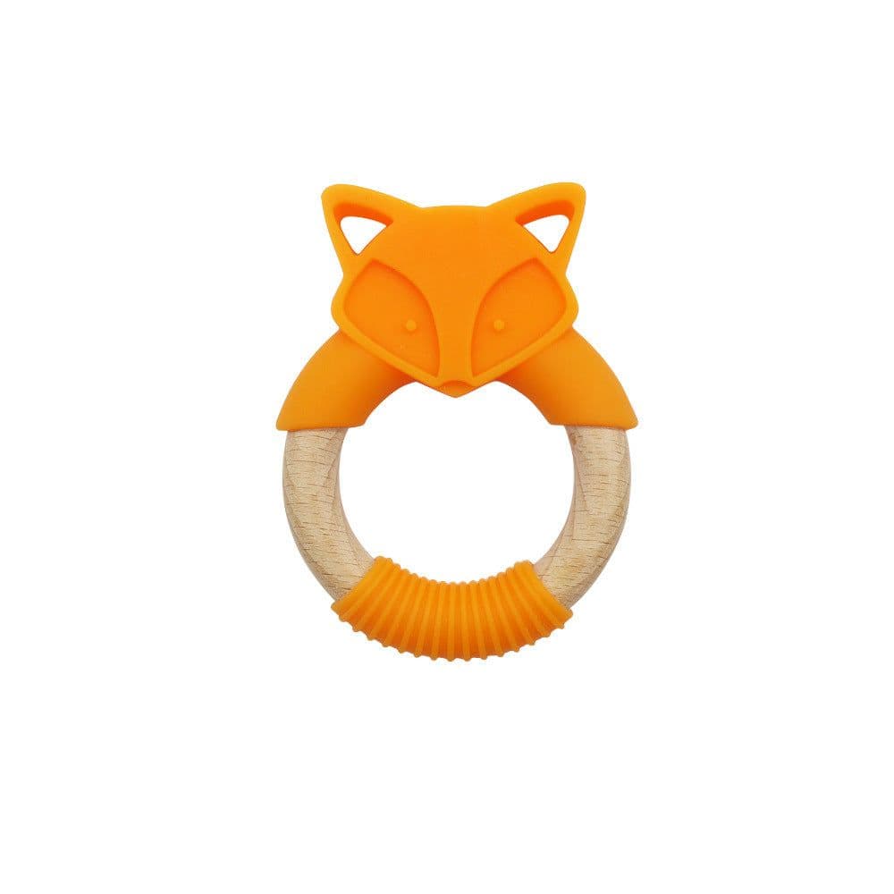 image-Baby Silicone Wood Ring Fox Baby Teether Molar Stick Toy