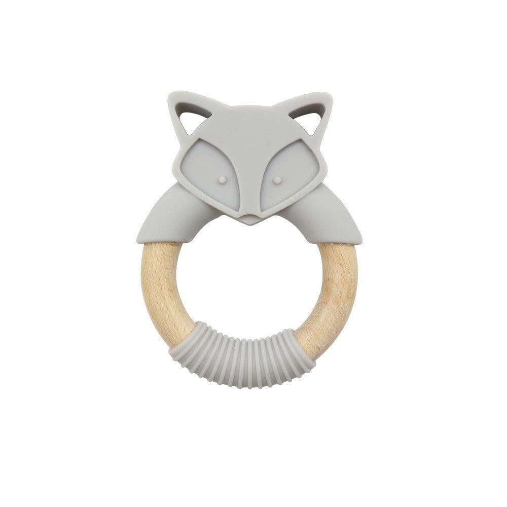 image-Baby Silicone Wood Ring Fox Baby Teether Molar Stick Toy