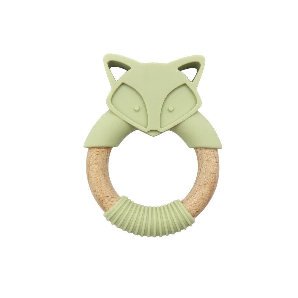 image-Baby Silicone Wood Ring Fox Baby Teether Molar Stick Toy
