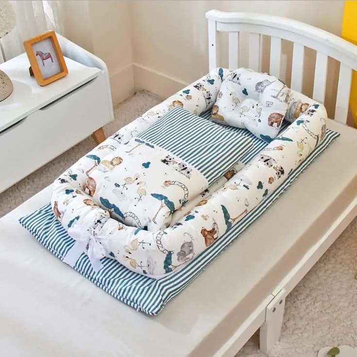 image-Crib Anti-pressure Newborn Foldable Portable Crib Middle Bed Baby Infant Mattress Bionic Travel Bed