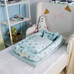 image-Crib Anti-pressure Newborn Foldable Portable Crib Middle Bed Baby Infant Mattress Bionic Travel Bed