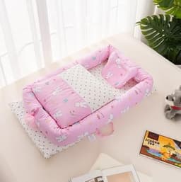 image-Crib Anti-pressure Newborn Foldable Portable Crib Middle Bed Baby Infant Mattress Bionic Travel Bed