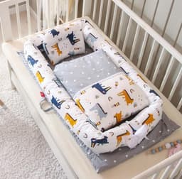 image-Crib Anti-pressure Newborn Foldable Portable Crib Middle Bed Baby Infant Mattress Bionic Travel Bed