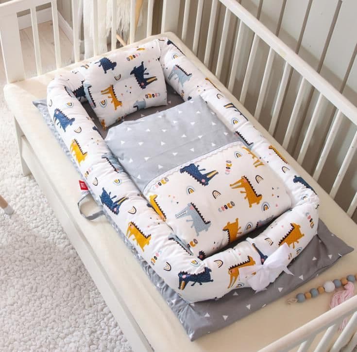 image-Crib Anti-pressure Newborn Foldable Portable Crib Middle Bed Baby Infant Mattress Bionic Travel Bed