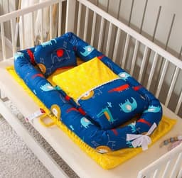 image-Crib Anti-pressure Newborn Foldable Portable Crib Middle Bed Baby Infant Mattress Bionic Travel Bed