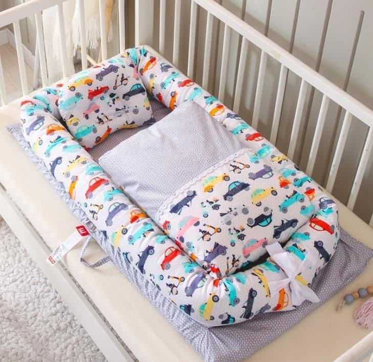 image-Crib Anti-pressure Newborn Foldable Portable Crib Middle Bed Baby Infant Mattress Bionic Travel Bed