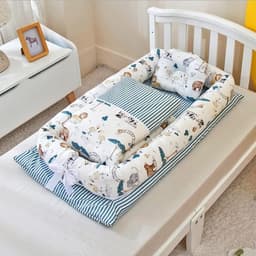 image-Crib Anti-pressure Newborn Foldable Portable Crib Middle Bed Baby Infant Mattress Bionic Travel Bed
