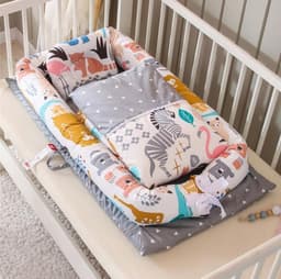 image-Crib Anti-pressure Newborn Foldable Portable Crib Middle Bed Baby Infant Mattress Bionic Travel Bed