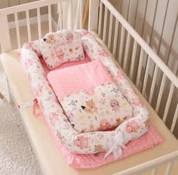 image-Crib Anti-pressure Newborn Foldable Portable Crib Middle Bed Baby Infant Mattress Bionic Travel Bed