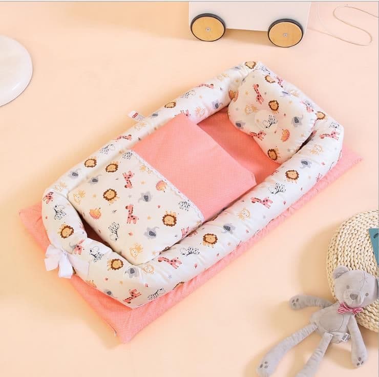 image-Crib Anti-pressure Newborn Foldable Portable Crib Middle Bed Baby Infant Mattress Bionic Travel Bed
