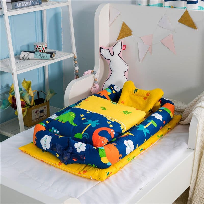 image-Crib Anti-pressure Newborn Foldable Portable Crib Middle Bed Baby Infant Mattress Bionic Travel Bed