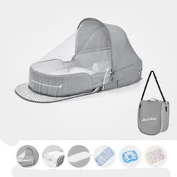 image-Baby Crib Multifunctional Folding Newborn Nest Toddler Bed Portable Sun Protection Mosquito Net Infant Camping Bed Travel Cot