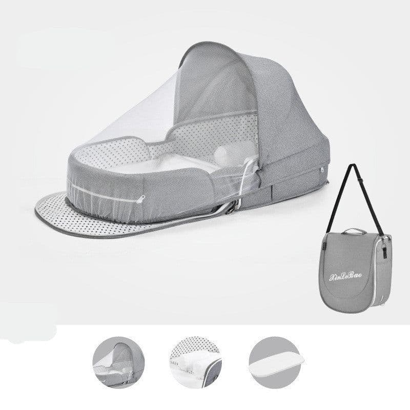 image-Baby Crib Multifunctional Folding Newborn Nest Toddler Bed Portable Sun Protection Mosquito Net Infant Camping Bed Travel Cot