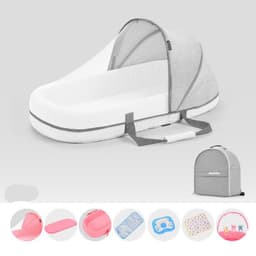 image-Baby Crib Multifunctional Folding Newborn Nest Toddler Bed Portable Sun Protection Mosquito Net Infant Camping Bed Travel Cot