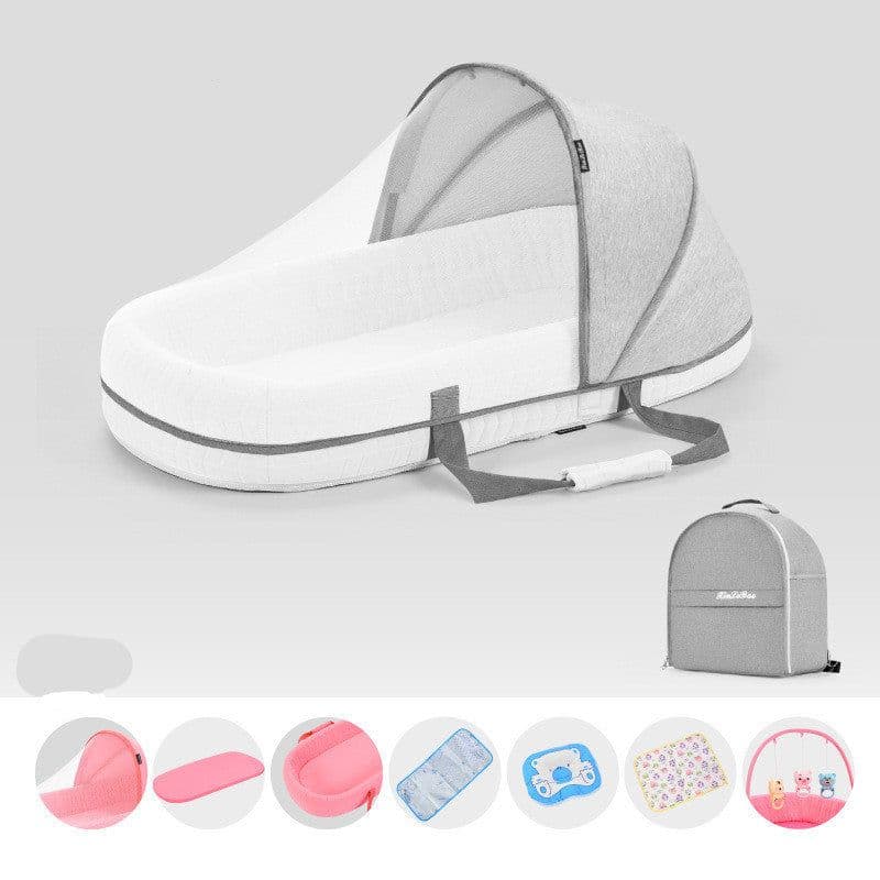 image-Baby Crib Multifunctional Folding Newborn Nest Toddler Bed Portable Sun Protection Mosquito Net Infant Camping Bed Travel Cot