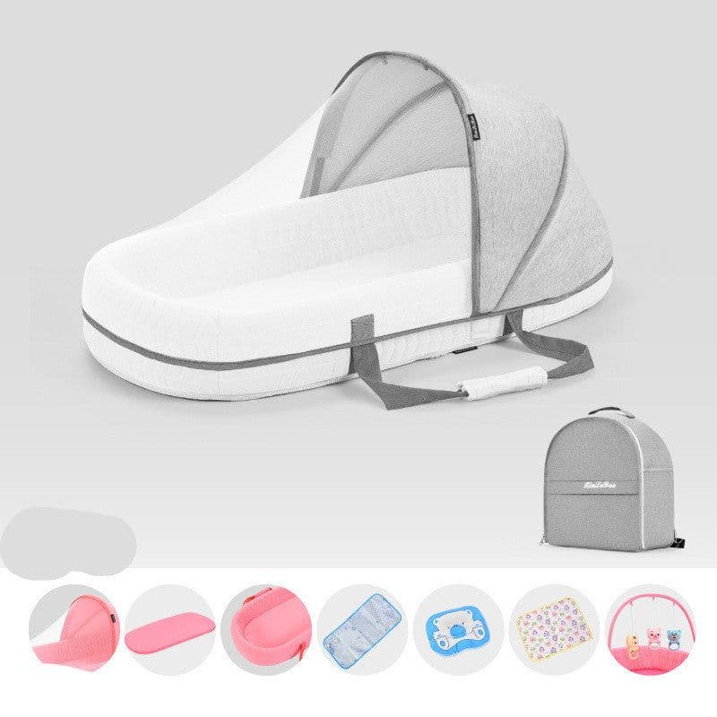 image-Baby Crib Multifunctional Folding Newborn Nest Toddler Bed Portable Sun Protection Mosquito Net Infant Camping Bed Travel Cot