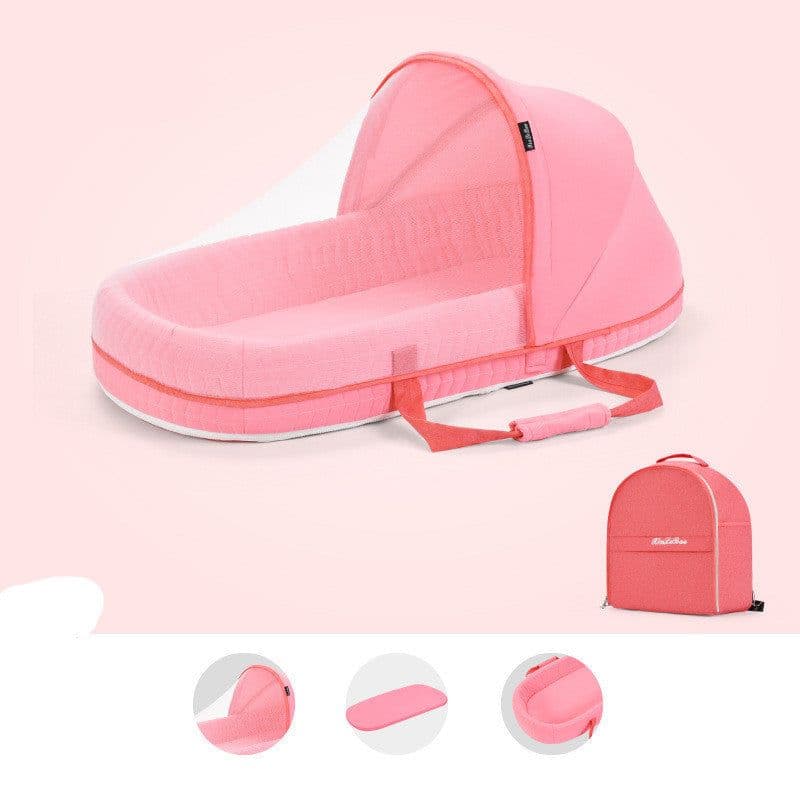 image-Baby Crib Multifunctional Folding Newborn Nest Toddler Bed Portable Sun Protection Mosquito Net Infant Camping Bed Travel Cot