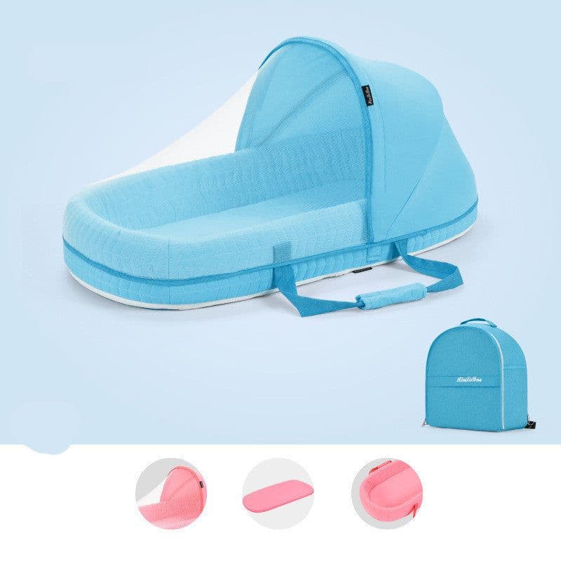 image-Baby Crib Multifunctional Folding Newborn Nest Toddler Bed Portable Sun Protection Mosquito Net Infant Camping Bed Travel Cot