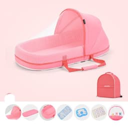 image-Baby Crib Multifunctional Folding Newborn Nest Toddler Bed Portable Sun Protection Mosquito Net Infant Camping Bed Travel Cot