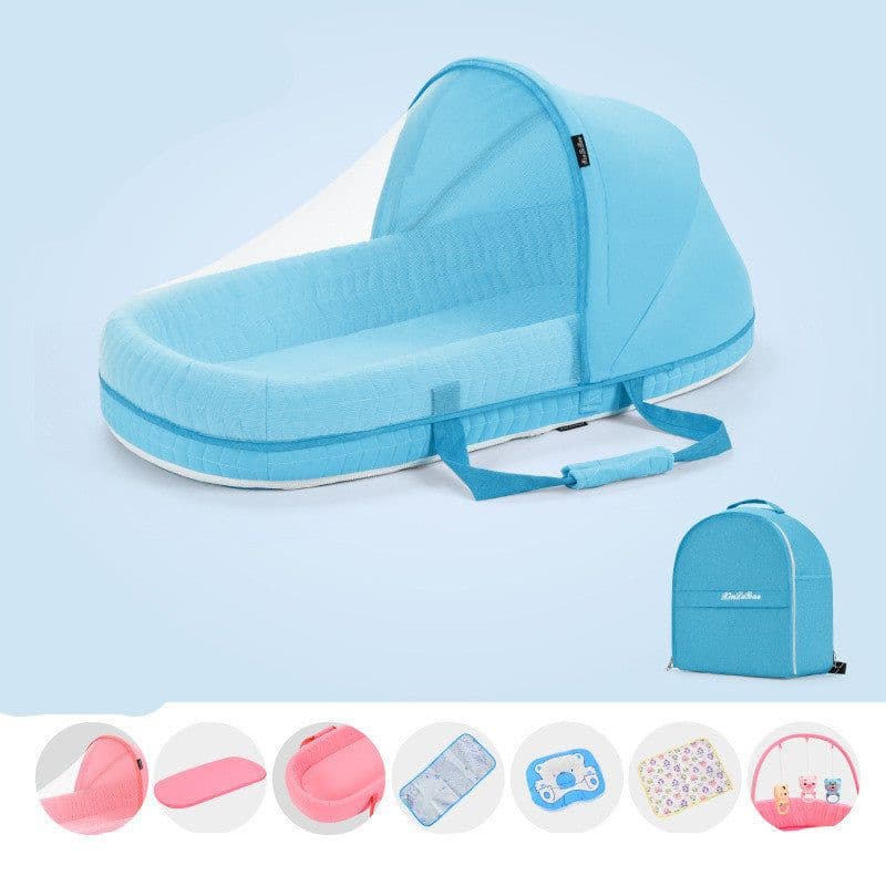 image-Baby Crib Multifunctional Folding Newborn Nest Toddler Bed Portable Sun Protection Mosquito Net Infant Camping Bed Travel Cot
