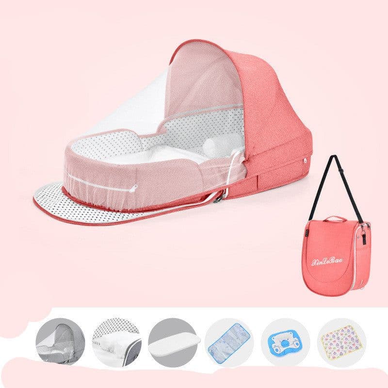 image-Baby Crib Multifunctional Folding Newborn Nest Toddler Bed Portable Sun Protection Mosquito Net Infant Camping Bed Travel Cot