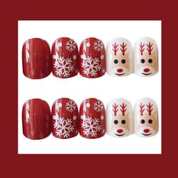 image-Artificial Christmas Snowflake Elk Cartoon Design Fake Nails Manicure
