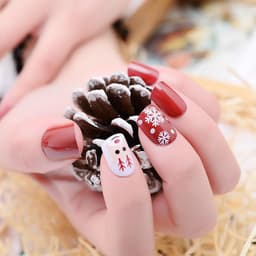 image-Artificial Christmas Snowflake Elk Cartoon Design Fake Nails Manicure
