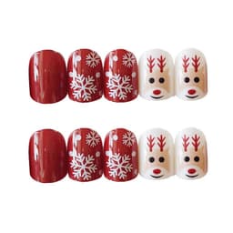 image-Artificial Christmas Snowflake Elk Cartoon Design Fake Nails Manicure