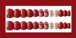 image-Artificial Christmas Snowflake Elk Cartoon Design Fake Nails Manicure