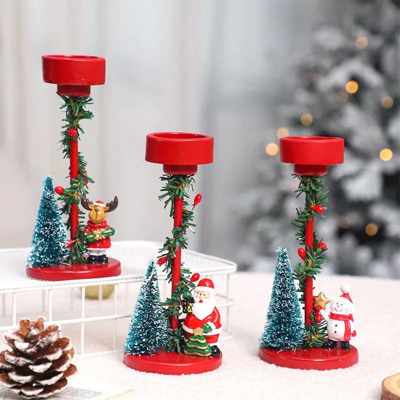 image-Christmas Decorations Desktop Resin Christmas Tree Elderly Candlestick