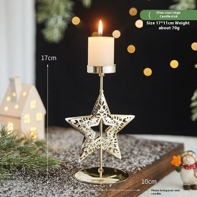 image-Romantic Christmas Wrought Iron Candlestick Candle Tray Decoration