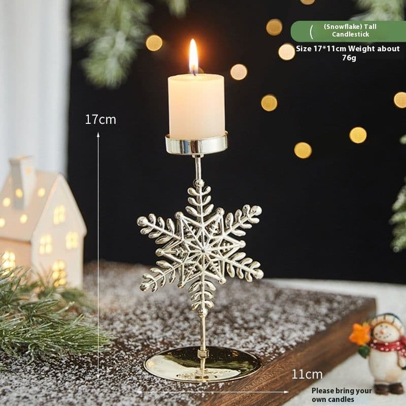 image-Romantic Christmas Wrought Iron Candlestick Candle Tray Decoration
