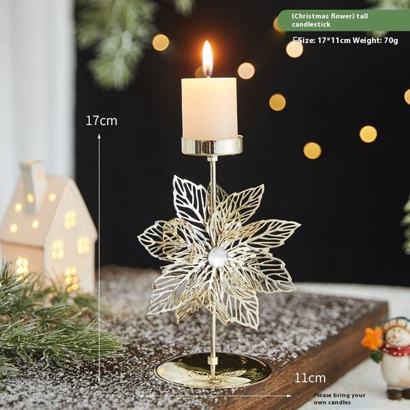 image-Romantic Christmas Wrought Iron Candlestick Candle Tray Decoration