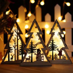 image-Christmas Wooden Luminous Decorative Ornaments With Lights