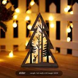 image-Christmas Wooden Luminous Decorative Ornaments With Lights