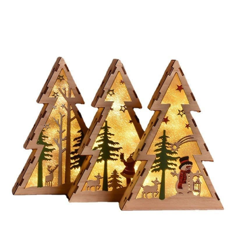 image-Christmas Wooden Luminous Decorative Ornaments With Lights