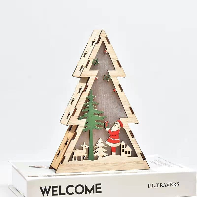 image-Christmas Wooden Luminous Decorative Ornaments With Lights