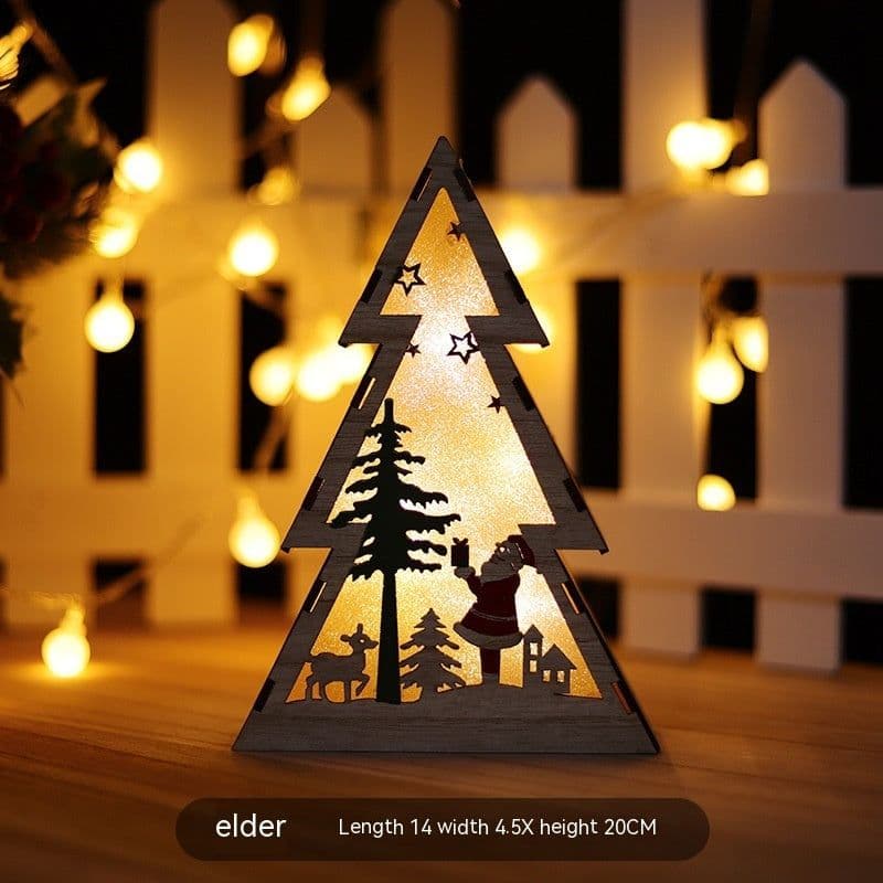 image-Christmas Wooden Luminous Decorative Ornaments With Lights