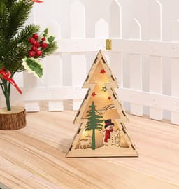 image-Christmas Wooden Luminous Decorative Ornaments With Lights