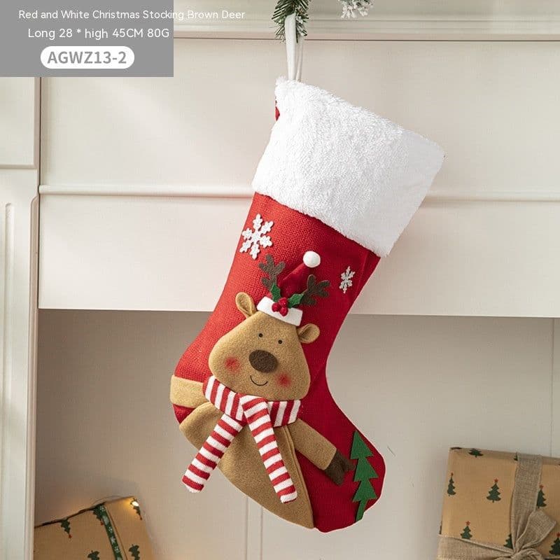 image-Cloth Santa Claus Cartoon Christmas Tree Hanging Decoration Party Gift Bag