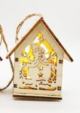 image-Christmas Wooden Craftwork Christmas Small House Decorations