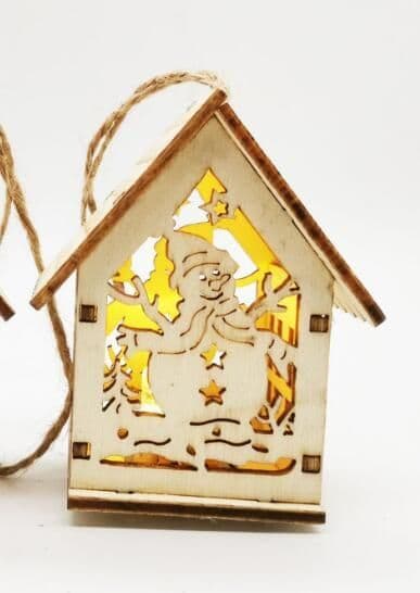 image-Christmas Wooden Craftwork Christmas Small House Decorations