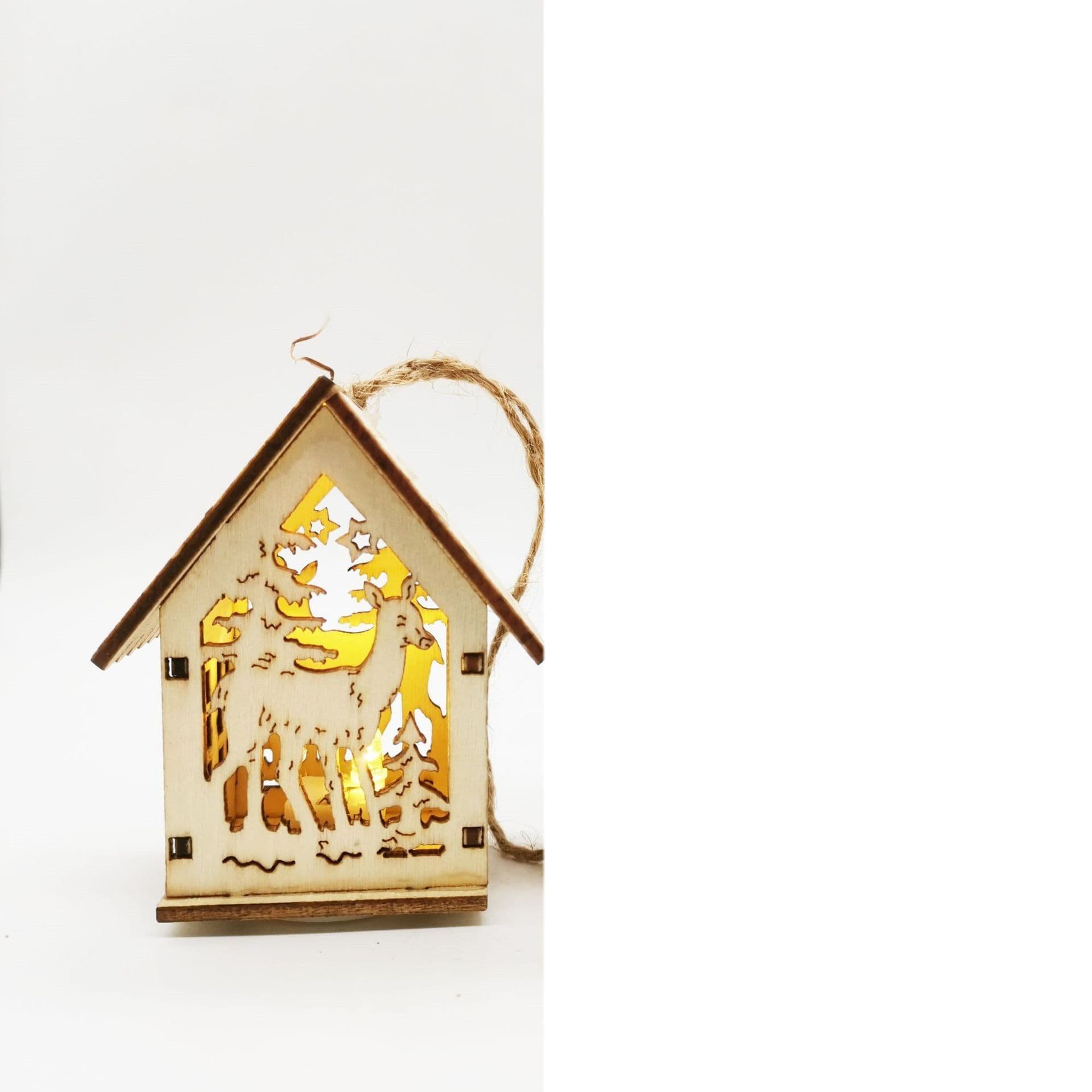 image-Christmas Wooden Craftwork Christmas Small House Decorations