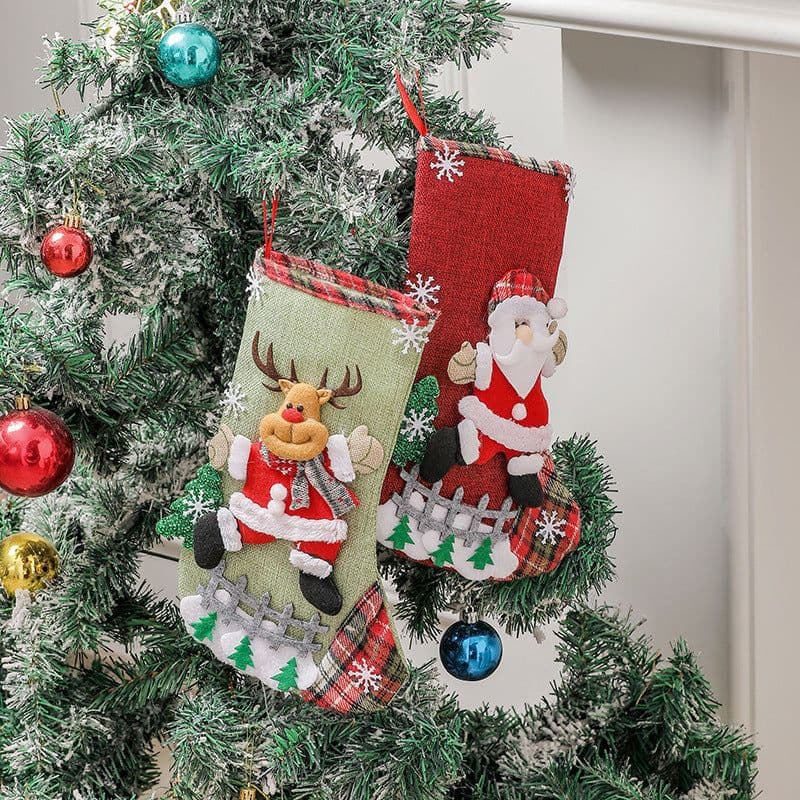 image-Linen Christmas Tree Gift Bag Ornaments