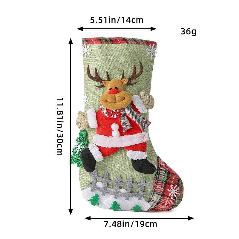 image-Linen Christmas Tree Gift Bag Ornaments